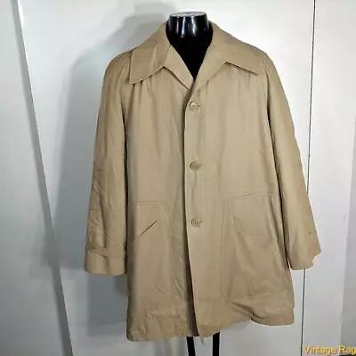 HARBOR MASTER Polycotton RAINCOAT Rain Trench Coat Mens XLT 46L 46 Long Beige • $34.99