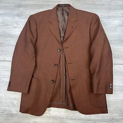 VTG Cambridge Members Sportscoat Mens 38R Burnt Orange Wool Linen Policarpo • $34.99