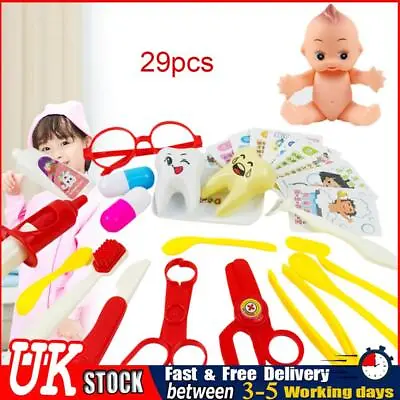 UK 29 Pcs Kids Play Doctor Game Cosplay Pretend Play Kit Medical Box For Girls B • £9.64