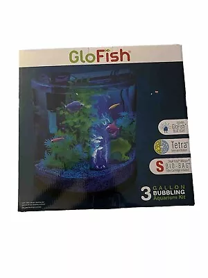 GloFish Aquarium Fish Tank LED Lighting 3 Gallon Half Moon Bubbling • $55