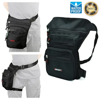 Black Waist Belt Drop Leg Thigh Bag Outdoor Hip Holster Fanny Utility Pack Pouch • $13.99