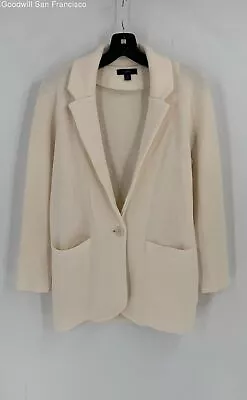 J.Crew Womens Ivory Cotton Blend Pockets Long Sleeve Sweater Jacket Size XS • $24.99