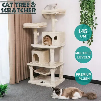 $91.99 • Buy 145cm Cat Tree Tower Scratching Post Scratcher Toys Wooden Condo House Cats Bed