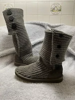 UGG Australia 5819 Classic Cardy Sweater Knit Boots Shoes Women’s Gray Size: 6 • $25