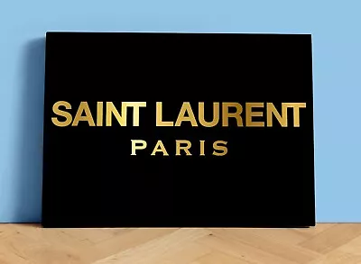 Ysl Yves Saint Laurent Shop Display Sign On*thick Gold Mirrored Metal*advert Art • £26