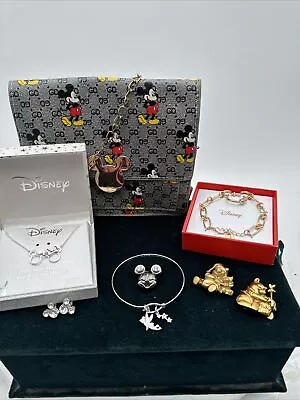 DISNEY Minnie & Mickey Mouse Silver Plated /tinkerbell Pooh Jewelry Lot & More • $29.90