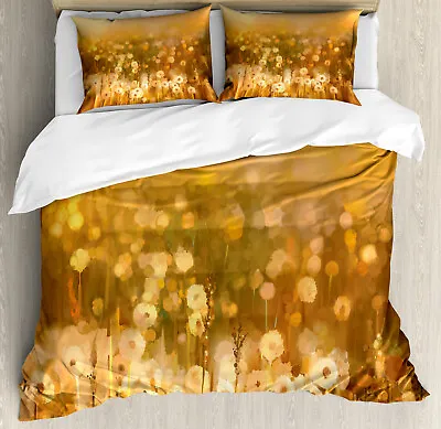 Dandelion Duvet Cover Set With Pillow Shams Vintage Spring Sunset Print • £86.77
