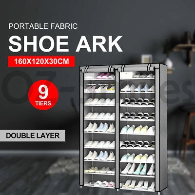 $54.88 • Buy 54 Pairs Shoes Cabinet Storage Shoe Rack With Cover Portable Wardrobe