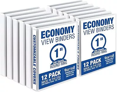 Economy 1 Inch 3 Ring Binder Round Ring Binder Customizable Clear View Cover • $39.59