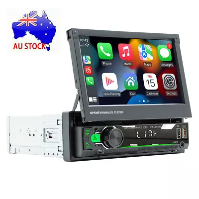 7  Single 1DIN Mirror Link Car Radio Stereo Touch Screen Flip Out Bluetooth FM • $108.43