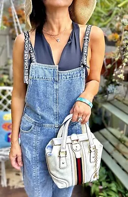 Authentic Small Boston Bag Vintage Sherry Line White Satchel Bag 🌺 • $150