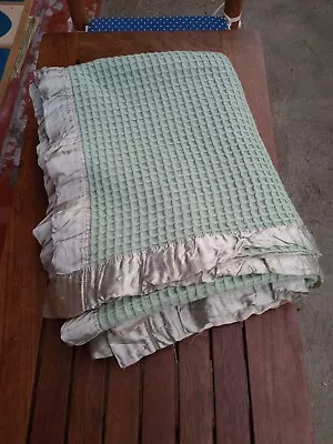 Vintage Harrods Green Merino Wool Blanket 180x 140cm / Harrods Wool Blanket • £120