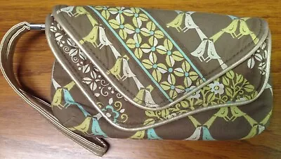 GUC Vera Bradley Sittin In A Tree Flapper Wristlet Bag Sitting Bird W/ Gold Trim • $18.99