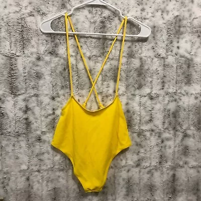 Zaful Yellow Jumper Style Swim Suit Bikini Bottoms High Waist Size US 6 NWT • $17.42