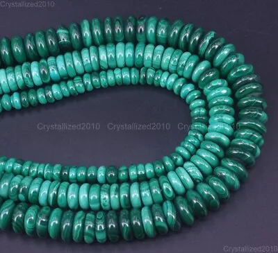 Grade AAA Natural Malachite Gemstone Rondelle Spacer Beads 3mm 4mm 6mm 8mm 15.5  • $35.58