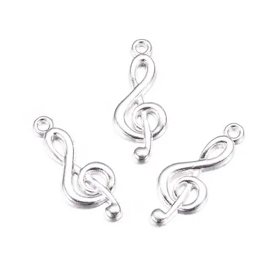 100pcs Treble Clef Pendants Musical Note Silver Bracelet Necklace Charms 26x10mm • $7.35