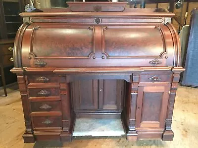 Victorian Knee Hole Split Barrell Cylinder Desk Signed TG Sellew New York • $6000