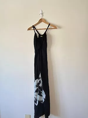 Katherine Black Maxi Dress With Flower Print Size 8 • $12.95