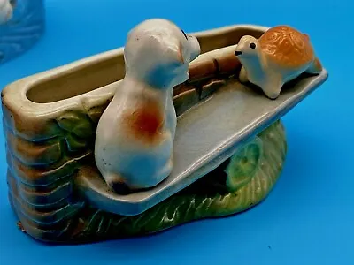 Vintage  Ceramic Hornsea Pottery  Cute Turtle Puppy On Swing Planter • £57