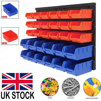 30Pcs Wall Mount Storage Organiser Bin Rack DIY Tool Bits Boxes Garage Workshop • £17.90