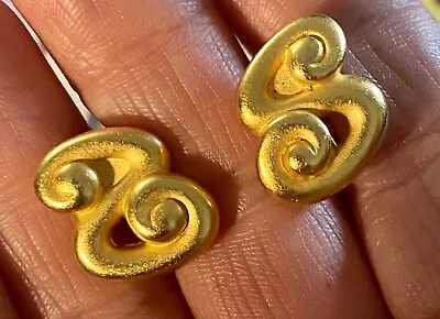 Vintage AK Anne Klien Earrings Gold Tone “S” Clip On • $35