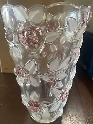 Mikasa Bella Rosa Vase Pink Frost Roses 9.5  Original Box • $40