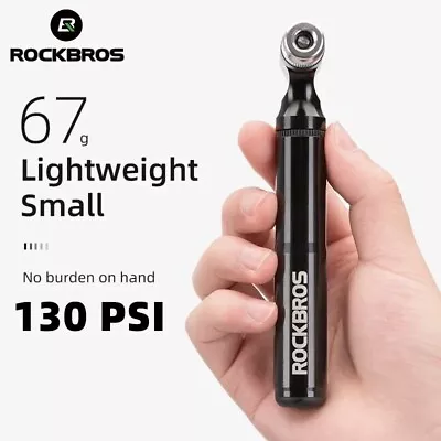 ROCKBROS Pump130PSI Portable Drop-proof Aluminum MTB Mountain Bike Air Hand Pump • $30.99