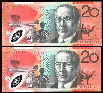 Consecutive Pair 2006 Australian $20.00 Notes 1st Prefix AA06 481480/81 - UNC • $2.25