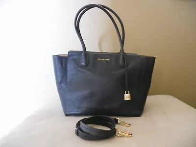 $328 Michael Kors Large Studio Mercer Navy Blue Leather Tote/satchel & Strap • $80