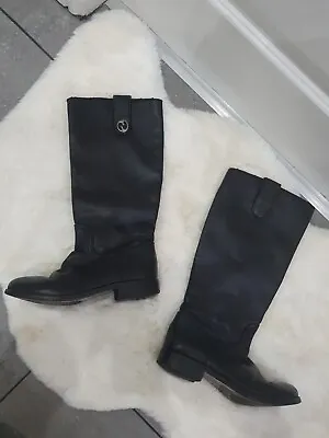£70 • Buy Authentic GUCCI Girls Kids Long Black Leather Boots SIZE 32 UK- 13 Soho Logo