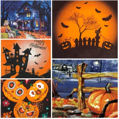 £2.89 • Buy Decoupage Halloween Napkins X 4 Haunted House Pumpkins Spooky Mix Packs Avail