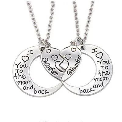 Mum Daughter Necklace I Love You To The Moon And Back Mothers Day Gift Present • £4.49