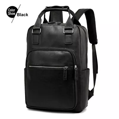 Mens Backpack Laptop Bag Leather Business Working School Bag • $29.99