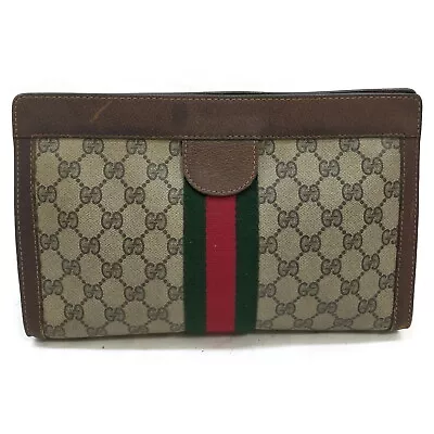 Vintage Gucci Clutch Bag Sherry Line Brown PVC 1371571 • $5.50