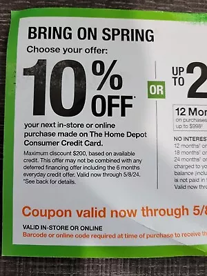 Home Depot 10% Off Coupon Using HD Credit Card - Expires On 05/08/2024 • $24.99