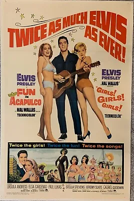 Elvis Presley Girls Girls Girls Fun In Acapulco Original One Sheet Movie Poster • $349.99