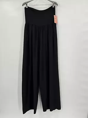 Quince	Women's Black French Terry Modal Wide Leg Pant Sz M NWT Relaxed Leg • $33.95