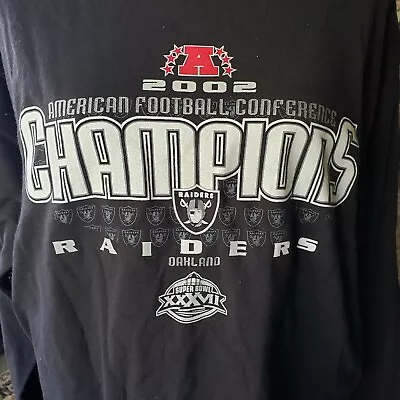 Oakland Raiders Long Sleeve Shirt Exclusive  Logo Sz Lg. AFC 2002 Champions • $29