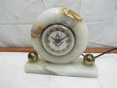 Vintage Onyx Art Deco Masonic Darcy Lodge Desk Clock Fraternal Mason Logo  • $119.99