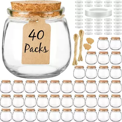 40 Pack Empty Candle Jars For Making 7Oz Small Glass With Cork Lids Honey PE L • $51.82