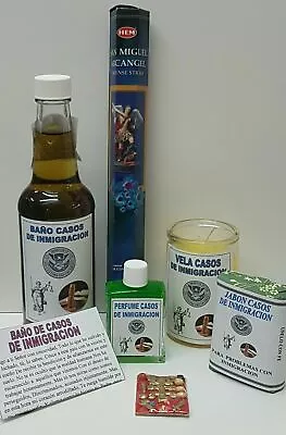 Inmigracion Kit BaÑo Jabon Incienso Perfume Amuleto Vela Oracion E Instrucciones • $18.99