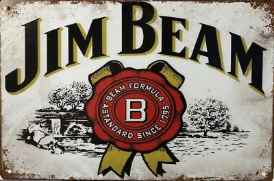 $10 • Buy JIM BEAM Rustic Look Vintage Tin Metal Sign Man Cave, Shed-Garage & Bar Sign