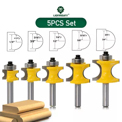 8mm Shank Bullnose Router Bit Set Bead Edge Moulding Profile Dowels Cutter • $25.75