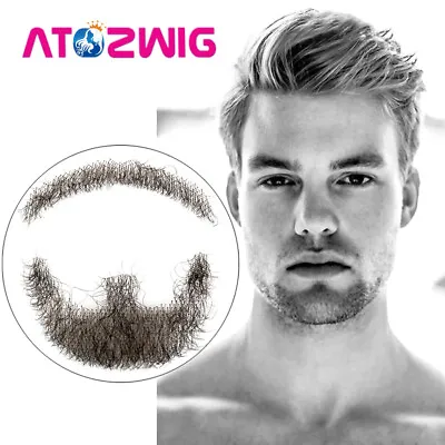 $20.67 • Buy Fake Beard Hand Made Real Human Hair Swiss Lace Comfortable Invisible Mustache 