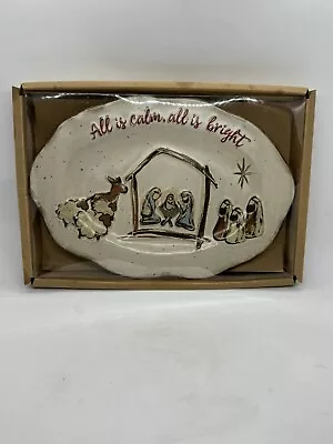 New Mud Pie Stoneware Hand Painted Nativity Platter • $25