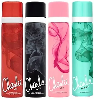 Charlie Body Spray 75 Ml Red Black Pink Enchant - Mixed Fragrances Bundle Of 4 • £10.75