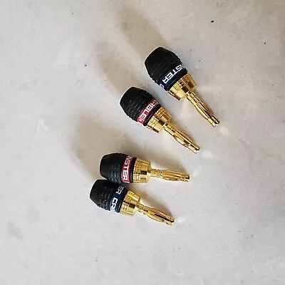 Monster Cable Quick Lock Gold Plated Banana Plugs Pin Speaker Connector Set Of 4 • $26.99