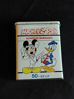 Vintage Mickey Mouse & Pals Band Aid Tin - Metal Container Colletabile First Aid • $9