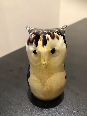 Langham Glass Mottled Owl Made In England VGC • £17.50