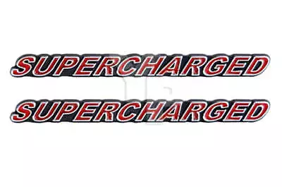 Supercharged Engine Emblems Badges Logos Chrome Trimmed & Red - 5  Long Pair • $22.67